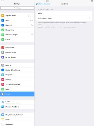 Press Never to turn off the function. Press Never to turn off the function.