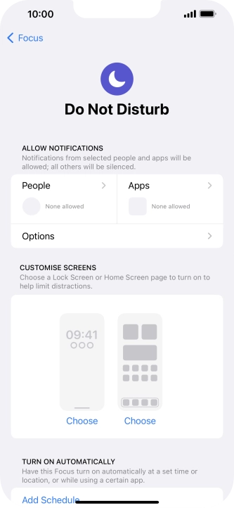 Press People and follow the instructions on the screen to select which contacts you would like to receive calls and notifications from when Do Not Disturb is turned on.