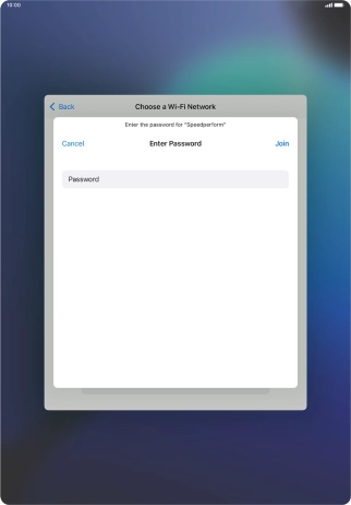 Key in the password for the Wi-Fi network and press Join.