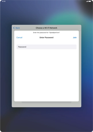 Key in the password for the Wi-Fi network and press Join.
