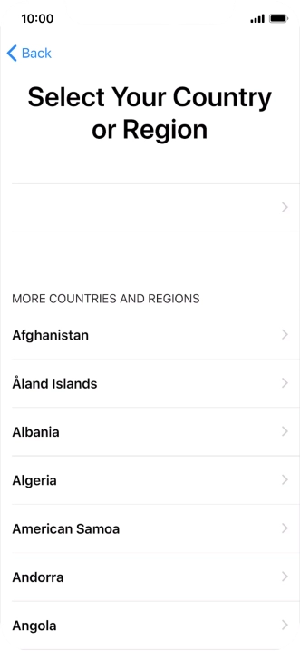 Press the required country or area.