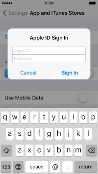 Press Apple ID and key in the username for your Apple ID.
