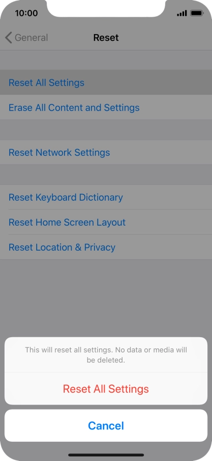 Press Reset All Settings.