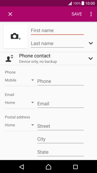 Press First name and key in the first name.