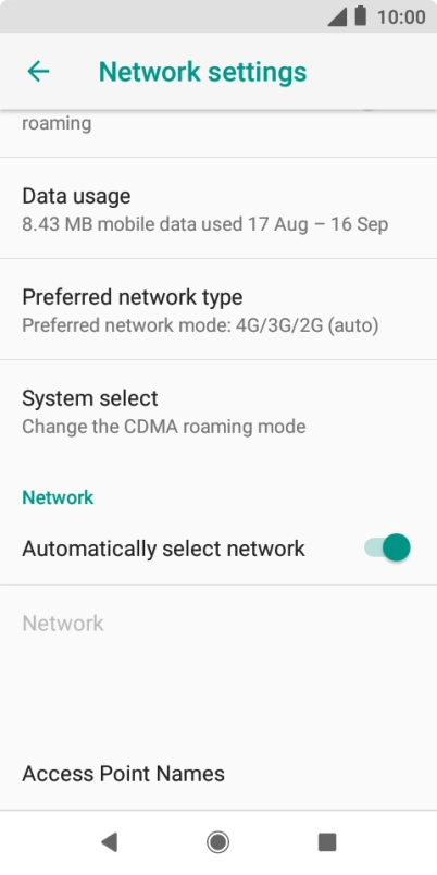 Press Preferred network type.