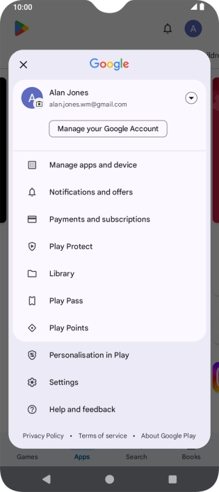 Press Manage apps and device.