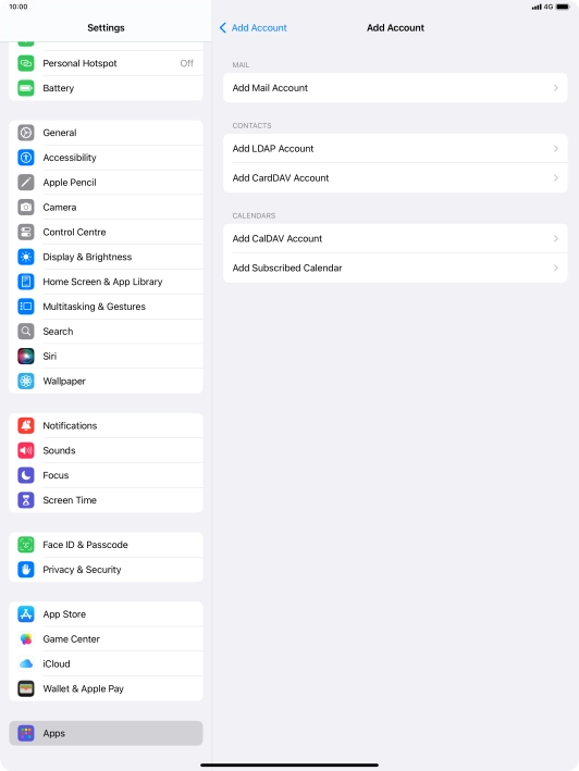 Press Add Mail Account.