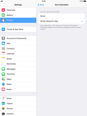 Press the required setting to turn the function on or off.