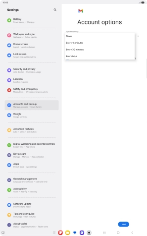 Press the required setting.