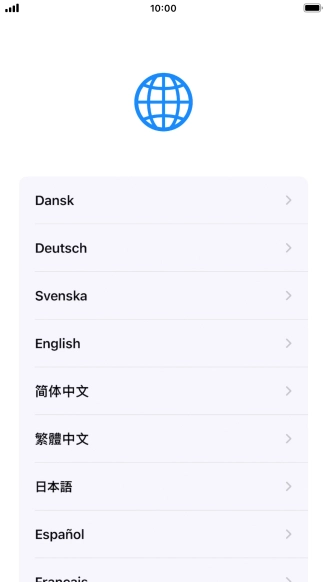 Press the required language.