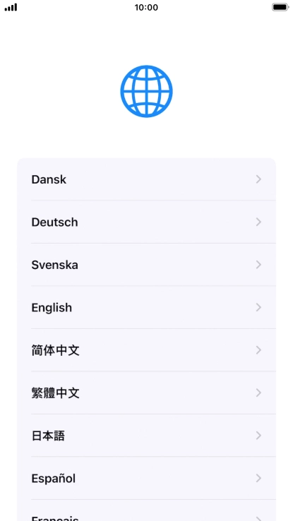 Press the required language.