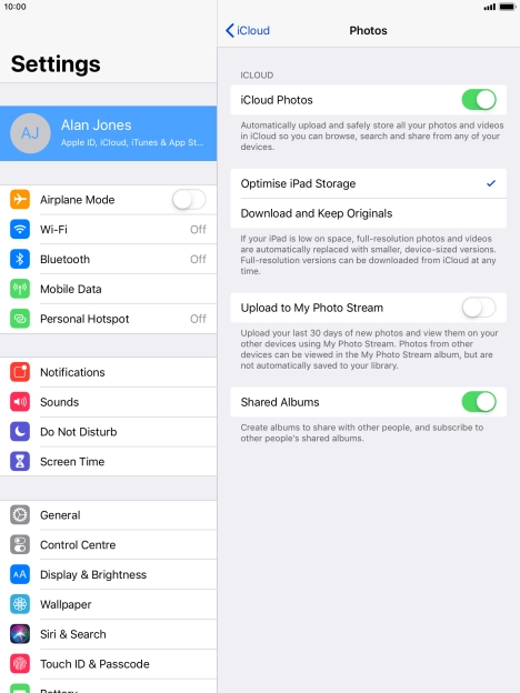 Press the indicator next to 