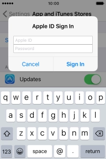 Press Apple ID and key in the username for your Apple ID.