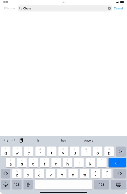 Key in the name or subject of the required app and press enter.