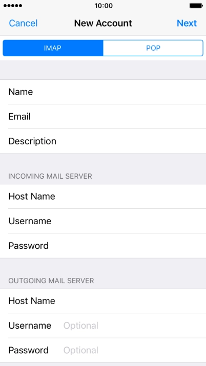 Press Username and key in the username for your email account. Please note that if you have a Vodafone email address, you need to key in the username for your email account.