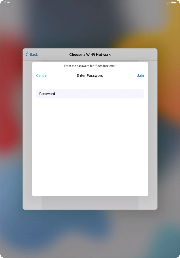 Key in the password for the Wi-Fi network and press Join. Key in the password for the Wi-Fi network and press Join.