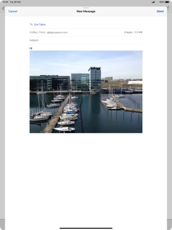 Press Send when you've finished your email message.