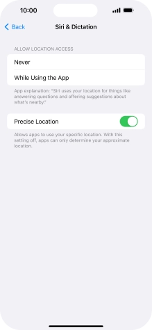Press the required setting to turn the function on or off.