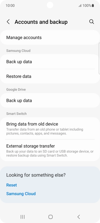 Press Manage accounts.
