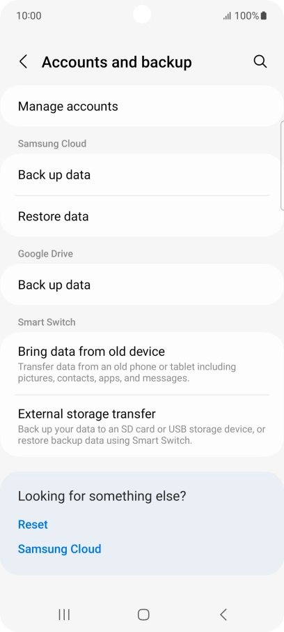 Press Manage accounts.