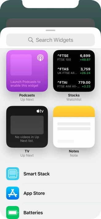 Press the required widget.