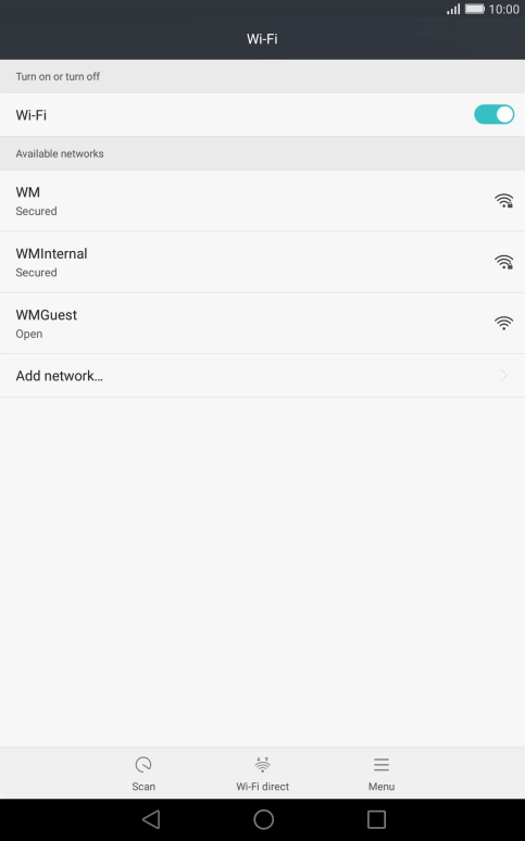 Press the required Wi-Fi network.