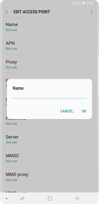 Key in Vodafone Internet and press OK.