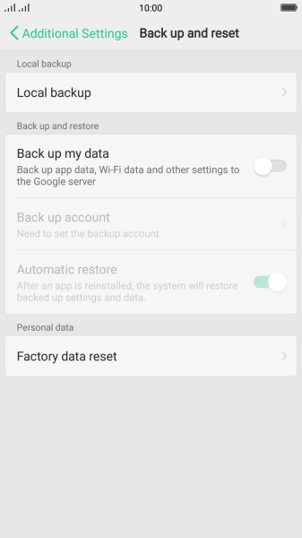 Press Factory data reset.
