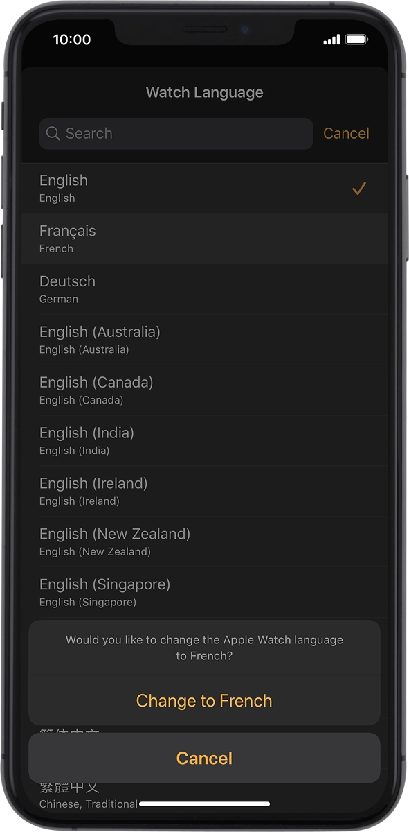 On your phone: Press Change to ‹language›.