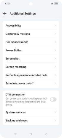 Press Back up and reset.