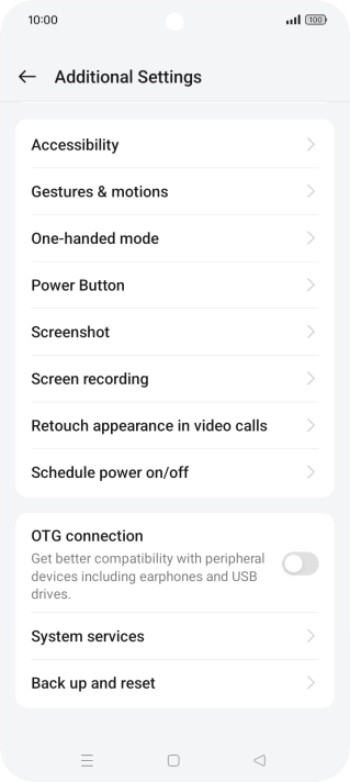 Press Back up and reset.