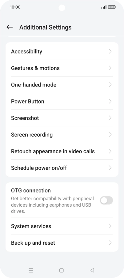 Press Back up and reset.