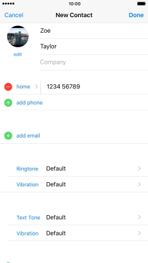 Press the field next to the phone number.