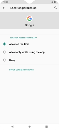Press the required setting.