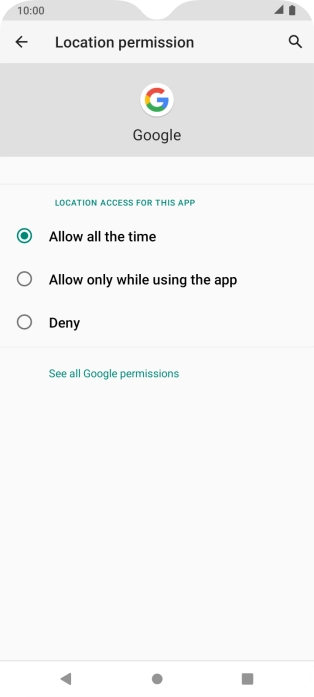 Press the required setting.