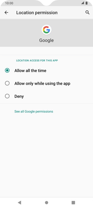 Press the required setting.