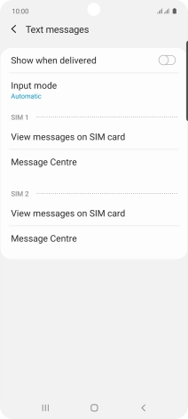 Press Message Centre below the required SIM.