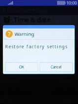 Press the Left selection key. Wait a moment while the factory default settings are restored. Follow the instructions on the screen to set up your phone and prepare it for use.
