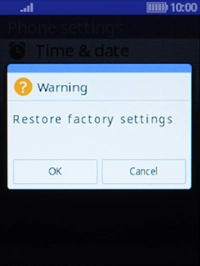 Press the Left selection key. Wait a moment while the factory default settings are restored. Follow the instructions on the screen to set up your phone and prepare it for use.