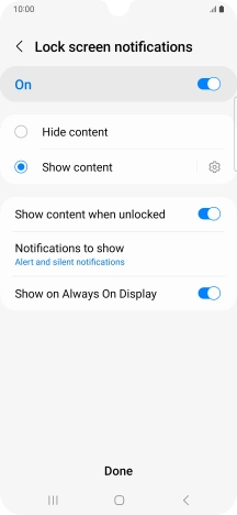 Press the required settings to turn them on or off.