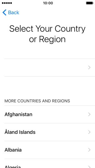 Press the required country or area.