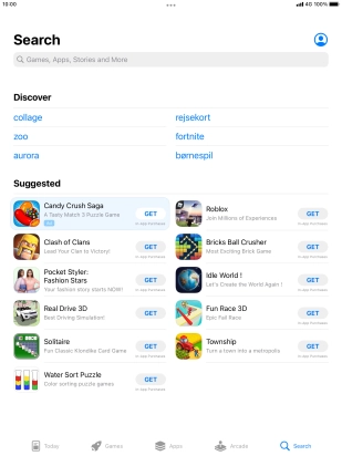 Press the search field.