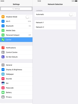 If you turn off the function, press the required network.
