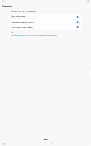 Press the indicators next to the required settings to turn them on or off.