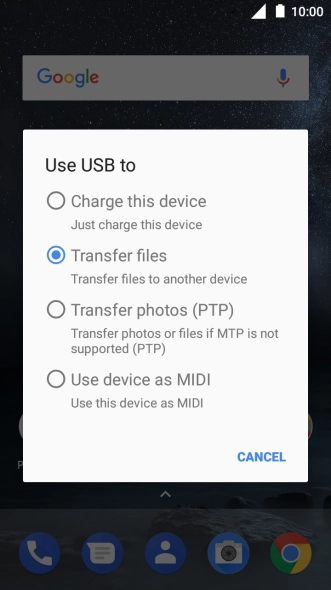 Press Transfer files.