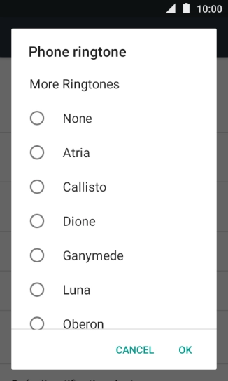 Press More Ringtones and go to the different ring tones to listen to them.