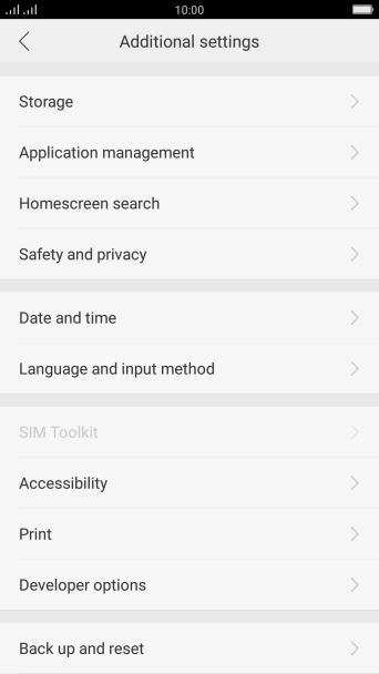 Press Back up and reset.