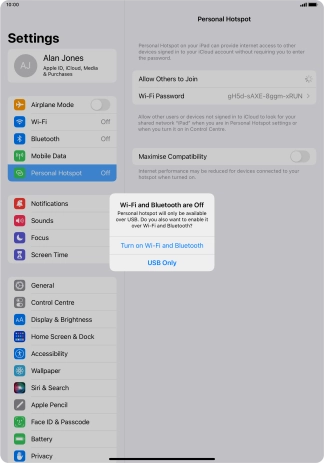 If Wi-Fi is turned off, press Turn on Wi-Fi and Bluetooth. If Wi-Fi is turned off, press Turn on Wi-Fi and Bluetooth.