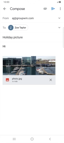 Press the send icon when you've finished your email message.