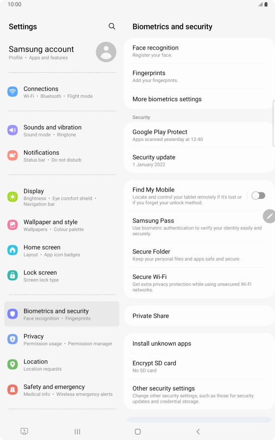 Press Other security settings. Press Other security settings.